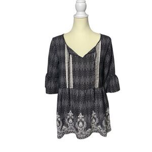 Maurices Lightweight Boho Embroidered Elastic Waist Blouse Women's Size XS